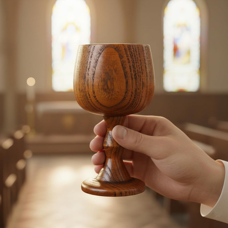 I-MART Handcrafted Wooden Goblet Chalice Cup 5 oz Jujube Wood Wine Goblet for Communion Cups, Chalice Goblet Wooden Cup for Churches, Home, Rustic Kitchen and Gift - Image 3